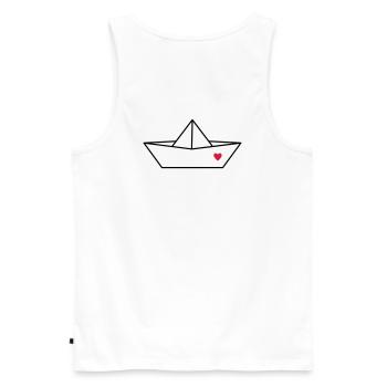 Boat paper ship heart I harbor love gift - Men's Premium Organic Tank Top - white - Back - AI Model Male 178 light (178cm)