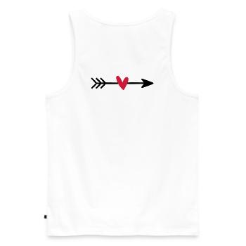 Pfeil mit Herz Amor Liebe Geschenk - Männer Premium Bio Tank Top - Weiß - Hinten - AI Model Male 178 light (178cm)