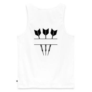 Three Darts one Color-Drei Darts eine Farbe 2.1 - Men's Premium Organic Tank Top - white - Back - AI Model Male 178 light (178cm)