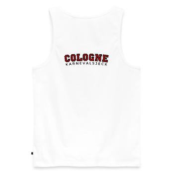Cologne Karnevalsjeck (Red) Köln Kölsch Karneval - Men's Premium Organic Tank Top - white - Back - AI Model Male 178 light (178cm)