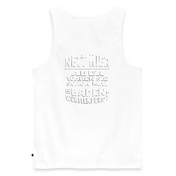 Nett hier - BADEN WüRTTEMBERG embossed - Männer Premium Bio Tank Top - Weiß - Hinten - AI Model Male 178 light (178cm)