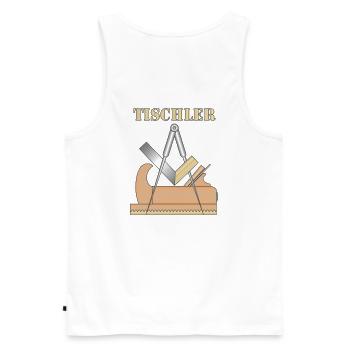 Tischler Zunftzeichen - Männer Premium Bio Tank Top - Weiß - Hinten - AI Model Male 178 light (178cm)