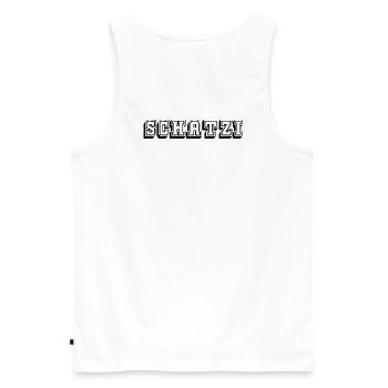 Schatzi Tshirt black - Männer Premium Bio Tank Top - Weiß - Hinten - AI Model Male 178 light (178cm)