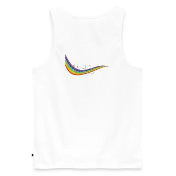 RAINBOW PEACE PLEASE transparent Typo - Männer Premium Bio Tank Top - Weiß - Hinten - AI Model Male 178 light (178cm)