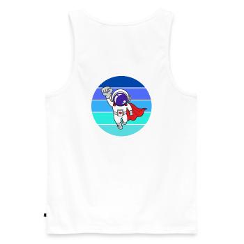 space, galaxie, astronaute - Débardeur bio Premium Homme - blanc - Dos - AI Model Male 178 light (178cm)