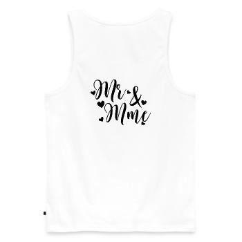 Mr And Mme à personnaliser avec Nom de famille - Débardeur bio Premium Homme - blanc - Dos - AI Model Male 178 light (178cm)