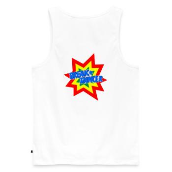 Design de motif breakdancer vivant - Débardeur bio Premium Homme - blanc - Dos - AI Model Male 178 light (178cm)