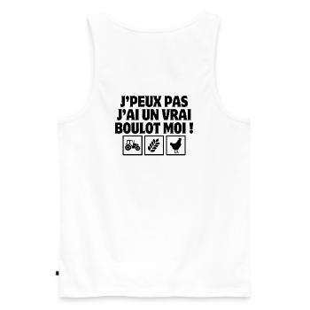 agriculteur, paysan, fermier, fermière - Débardeur bio Premium Homme - blanc - Dos - AI Model Male 178 light (178cm)