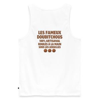Noël joyeux Noël joyeuses fêtes - Débardeur bio Premium Homme - blanc - Dos - AI Model Male 178 light (178cm)