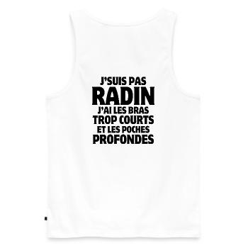 Geizig, ich bin eine Zange, geiziger Humor - Männer Premium Bio Tank Top - Weiß - Hinten - AI Model Male 178 light (178cm)