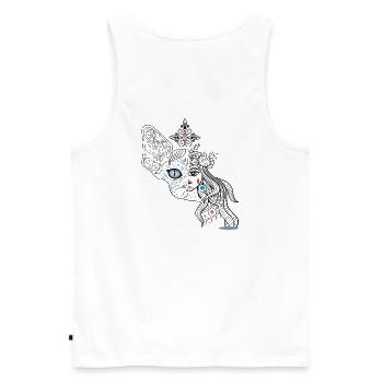 Visages de chien et de fille - Débardeur bio Premium Homme - blanc - Dos - AI Model Male 178 light (178cm)