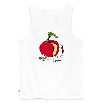 Bio, Apfel mit Ameisen - Männer Premium Bio Tank Top - Weiß - Hinten - AI Model Male 178 light (178cm)