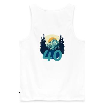 40 years in the mountains. Birthday Gift - Men's Premium Organic Tank Top - white - Back - AI Model Male 178 light (178cm)