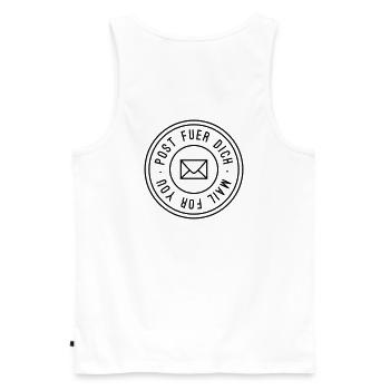 Post fuer dich - Männer Premium Bio Tank Top - Weiß - Hinten - AI Model Male 178 light (178cm)