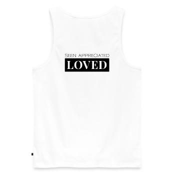 Lacs appréciés aimés - Débardeur bio Premium Homme - blanc - Dos - AI Model Male 178 light (178cm)