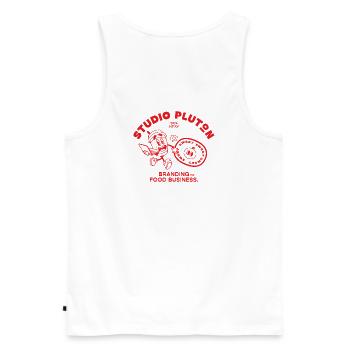 Studio Pluton - 2024 Edition (red) - Men's Premium Organic Tank Top - white - Back - AI Model Male 178 light (178cm)
