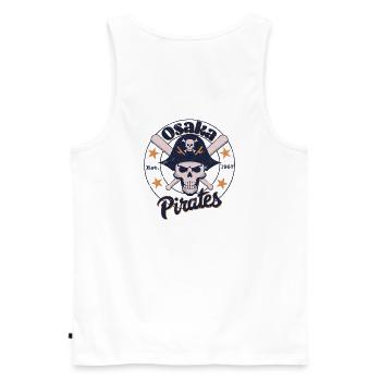 Équipe de baseball des Pirates d’Osaka - Débardeur bio Premium Homme - blanc - Dos - AI Model Male 178 light (178cm)