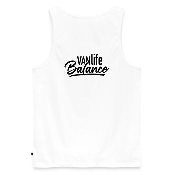 VANlifeBalance - Männer Premium Bio Tank Top - Weiß - Hinten - AI Model Male 178 light (178cm)