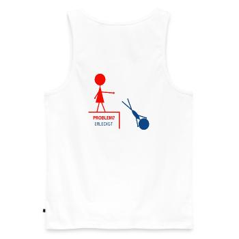 Lustiger Spruch– Problem? Erledigt! - Männer Premium Bio Tank Top - Weiß - Hinten - AI Model Male 178 light (178cm)