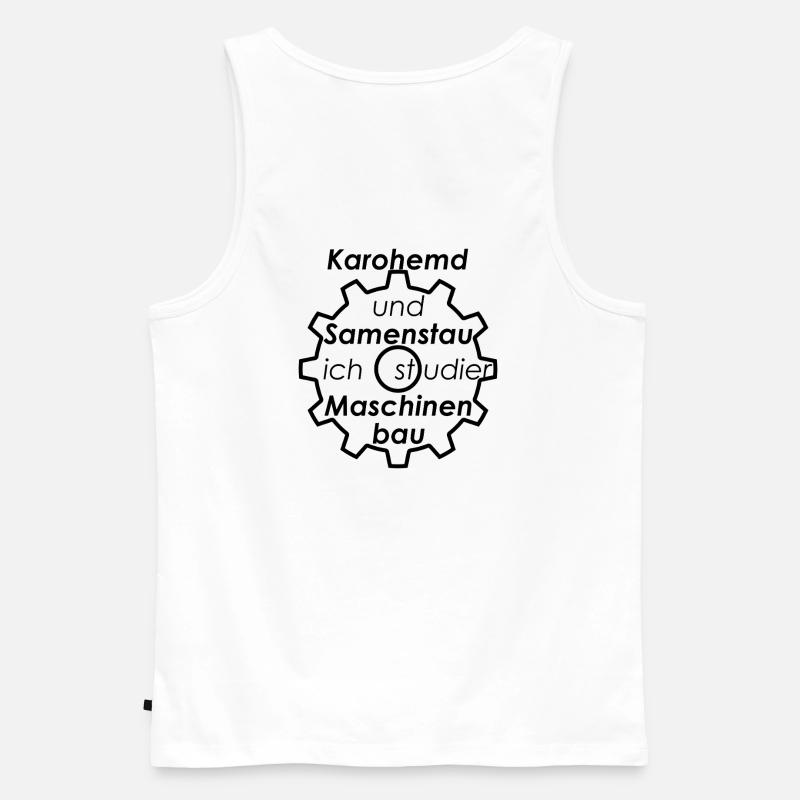Unispruch "Karohemd und Samenstau" Studenten - Männer Premium Bio Tank Top - Weiß