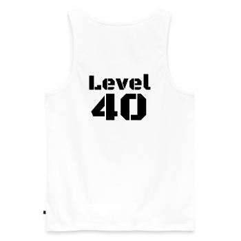 Level 40 - Männer Premium Bio Tank Top - Weiß - Hinten - AI Model Male 178 light (178cm)