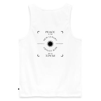Peace is the new Luxury - Männer Premium Bio Tank Top - Weiß - Hinten - AI Model Male 178 light (178cm)
