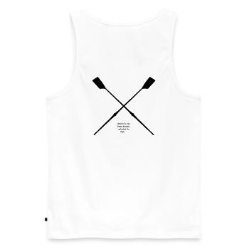Rudershirt mit Sehtest - Männer Premium Bio Tank Top - Weiß - Hinten - AI Model Male 178 light (178cm)
