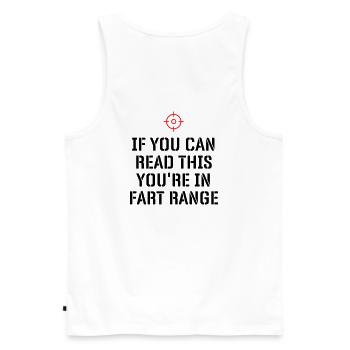 Fart Range - Men's Premium Organic Tank Top - white - Back - AI Model Male 178 light (178cm)