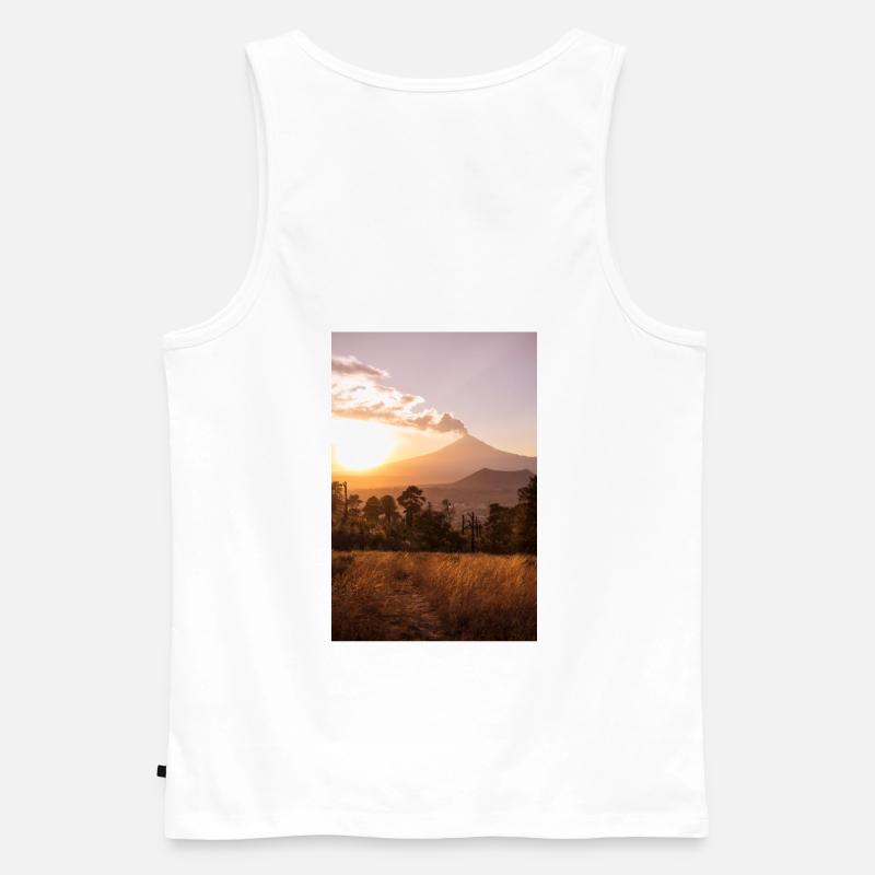 Sonnenuntergang Vulkan Mexiko - Männer Premium Bio Tank Top - Weiß