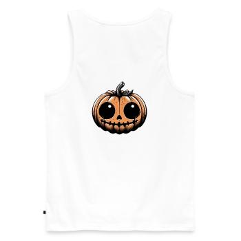 Gruseliger Kürbis - Spooky Pumpkin - Männer Premium Bio Tank Top - Weiß - Hinten - AI Model Male 178 light (178cm)