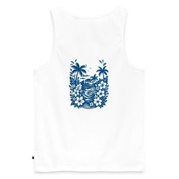Beach Blue - Männer Premium Bio Tank Top - Weiß - Hinten - AI Model Male 178 light (178cm)