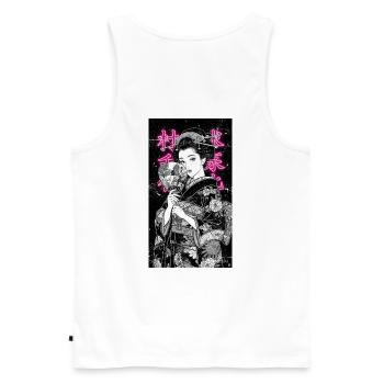 秘密の美人 - Beautiful Secret Vintage Tee - Männer Premium Bio Tank Top - Weiß - Hinten - AI Model Male 178 light (178cm)