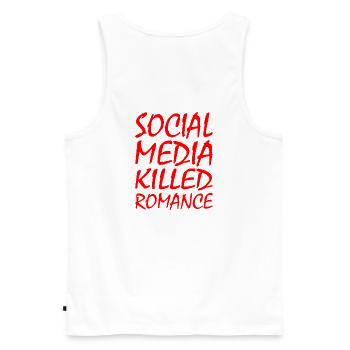 social media killed romance - Männer Premium Bio Tank Top - Weiß - Hinten - AI Model Male 178 light (178cm)