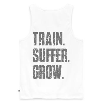 Train Suffer Grow Grunge Thème - Gray - Débardeur bio Premium Homme - blanc - Dos - AI Model Male 178 light (178cm)