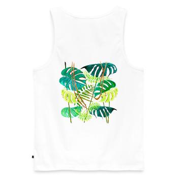 Monstera-Regenwald - Männer Premium Bio Tank Top - Weiß - Hinten - AI Model Male 178 light (178cm)