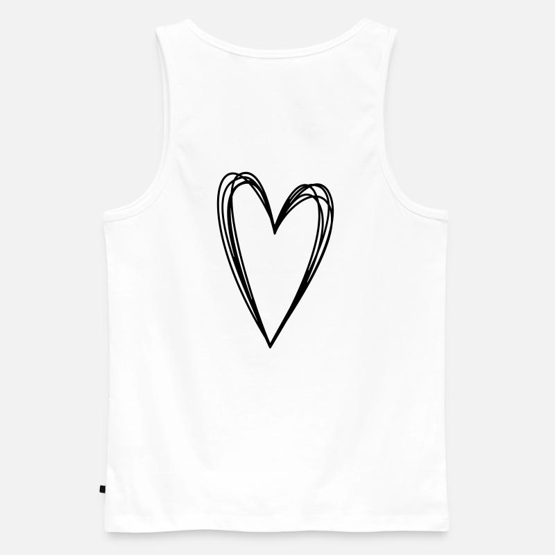 Herz Scribble Doodle gekritzel Symbol Liebe - Männer Premium Bio Tank Top - Weiß