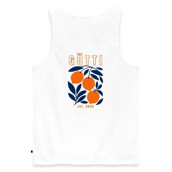 Gotti 2026 - Men's Premium Organic Tank Top - white - Back - AI Model Male 178 light (178cm)