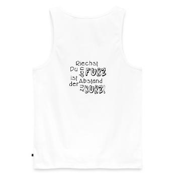 Riechst du den Furz dann ist der Abstand zu kurz! - Männer Premium Bio Tank Top - Weiß - Hinten - AI Model Male 178 light (178cm)
