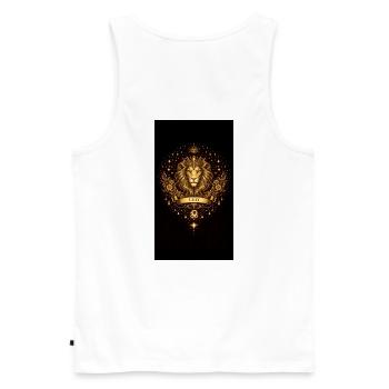 Golden Zodiac Collection – Leo Astrology Gold - Men's Premium Organic Tank Top - white - Back - AI Model Male 178 light (178cm)