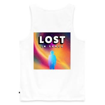 LOST IN SAPCE - Men's Premium Organic Tank Top - white - Back - AI Model Male 178 light (178cm)