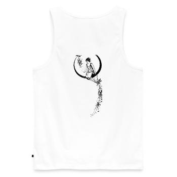Femme assise sur la lune Vintage Illustration - Débardeur bio Premium Homme - blanc - Dos - AI Model Male 178 light (178cm)