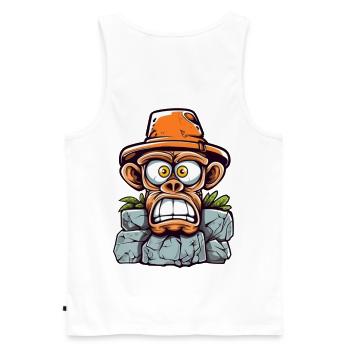 Abenteuerlicher Affen-Charme - Männer Premium Bio Tank Top - Weiß - Hinten - AI Model Male 178 light (178cm)