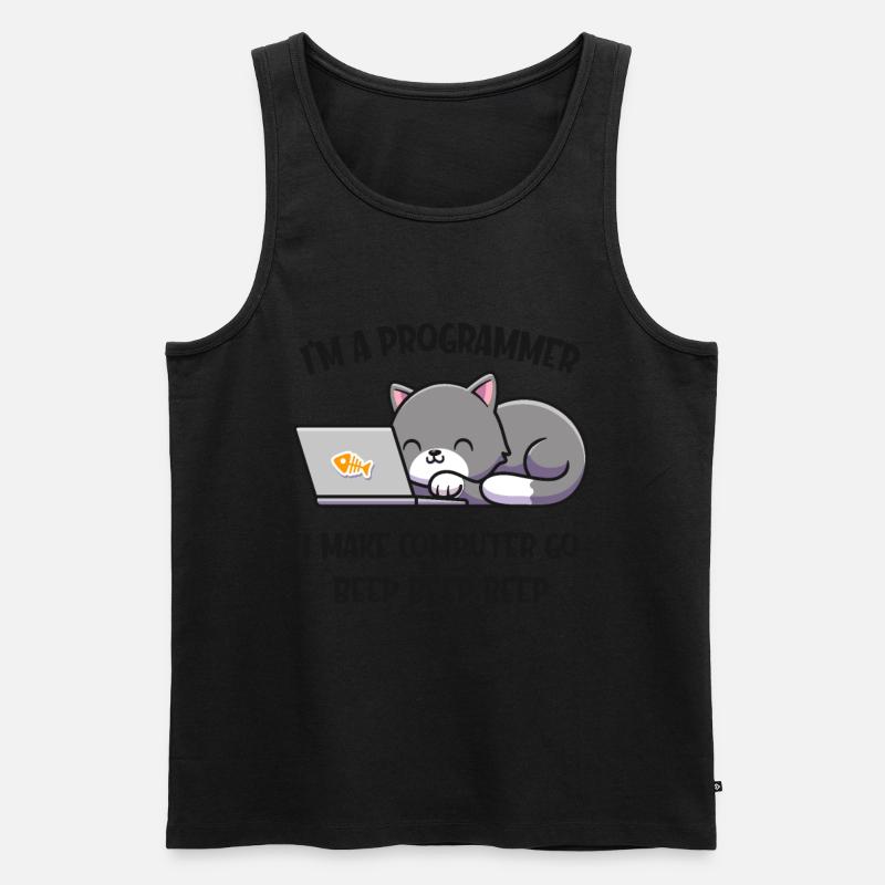 Computer Katze Programmierer lustiges Informatiker Männer Premium Bio Tank Top