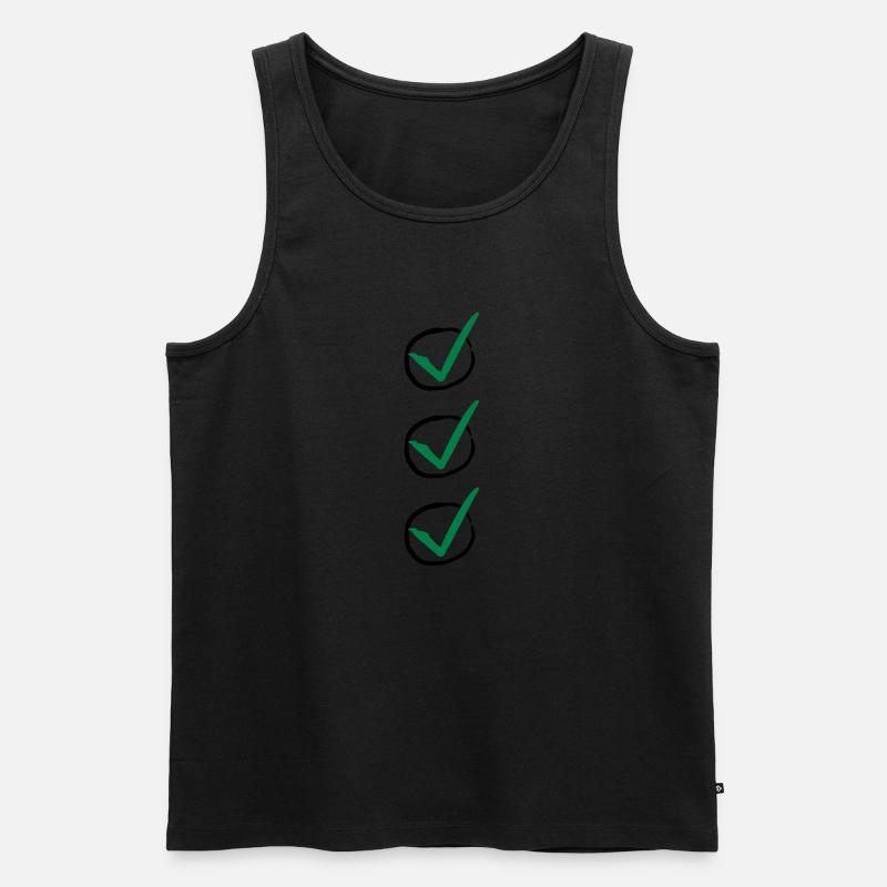 Three Checkmarks - Männer Premium Bio Tank Top - Grau meliert