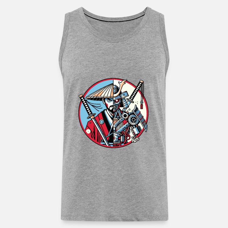 Samurai-Ronin oder Mecha-Shogun - Männer Premium Bio Tank Top - Grau meliert