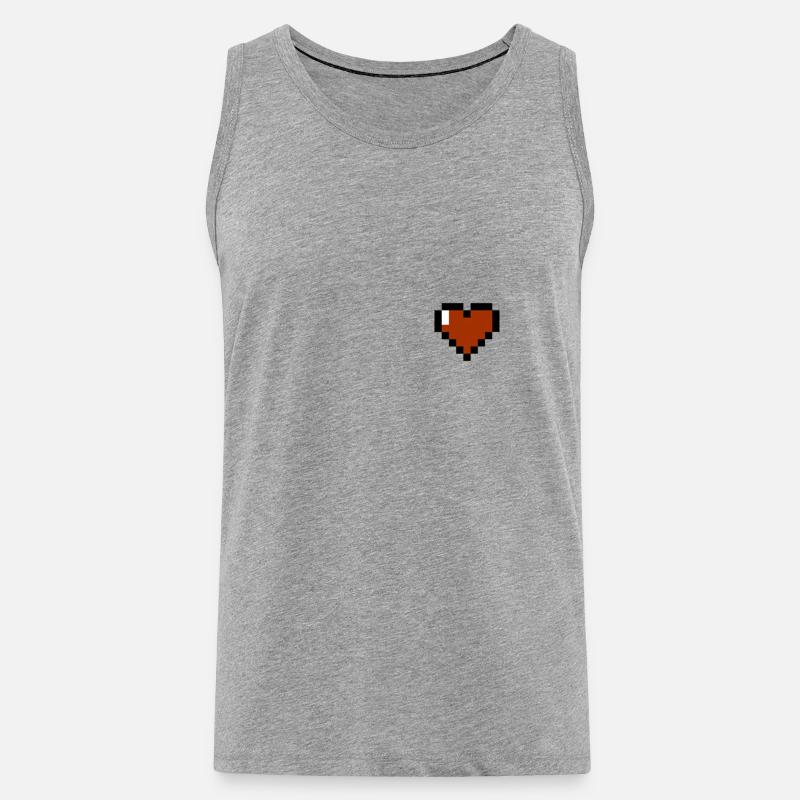 8-Bit-Herz - Männer Premium Bio Tank Top - Grau meliert
