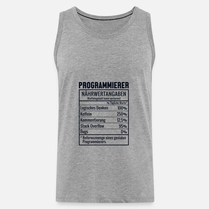 Programmierer Nährwertangaben Developer Coder - Männer Premium Bio Tank Top - Grau meliert