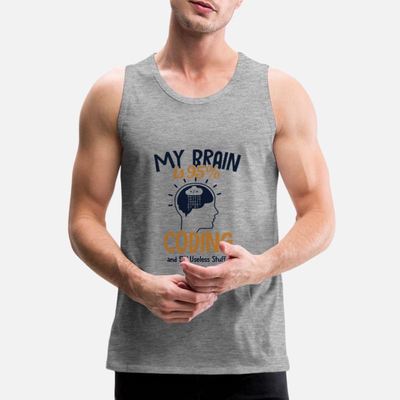 My Brain is 95% Coding Full Stack Coder Software Men's Premium Organic Tank Top