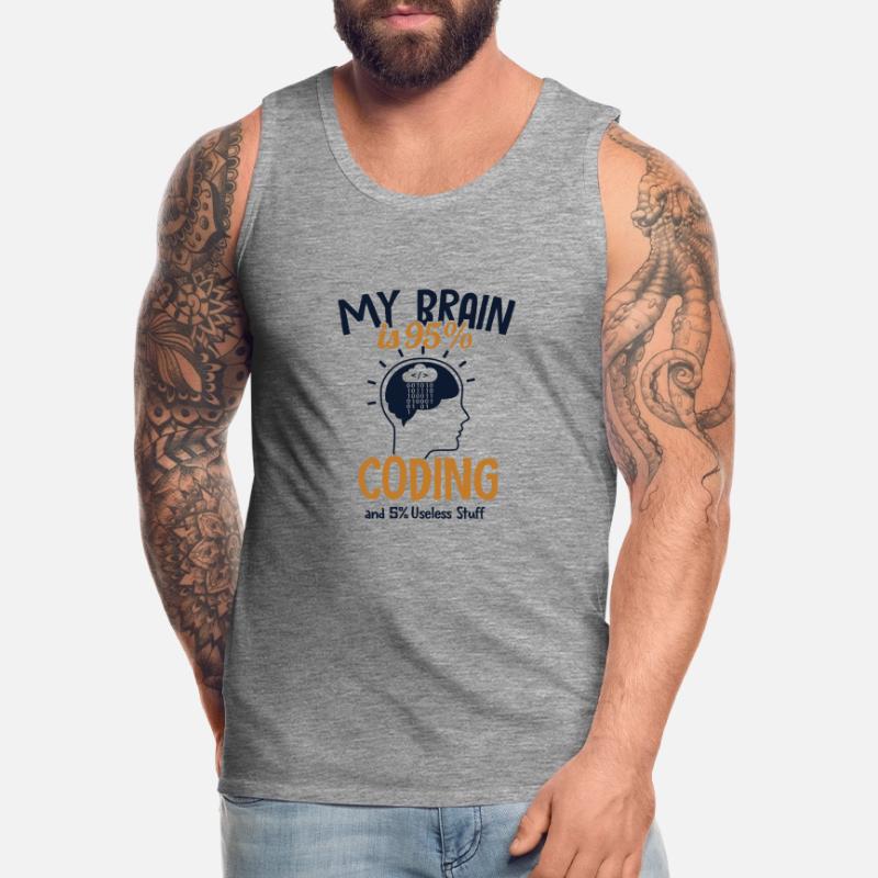 My Brain is 95% Coding Full Stack Coder Software Men's Premium Organic Tank Top