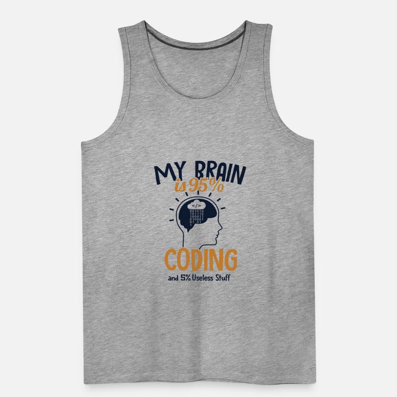 My Brain is 95% Coding Full Stack Coder Software Men's Premium Organic Tank Top